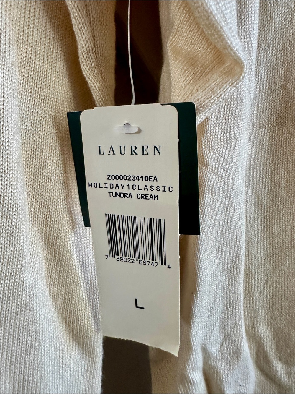 NWT Lauren Ralph Lauren Silk Cashmere Turtleneck Sweater Cream Size Large - Picture 7 of 11